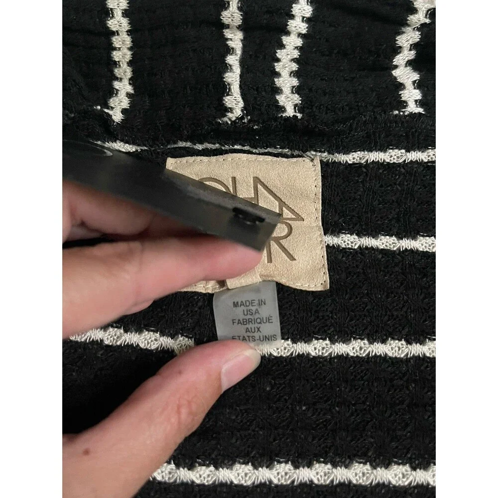 Chaser Black And White Striped Women's Cardigan Sweater Size XS